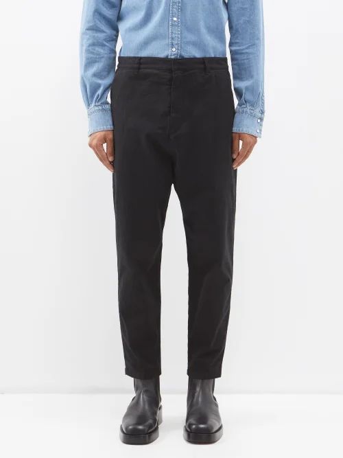 Paris Cotton-blend Twill Trousers - Mens - Black