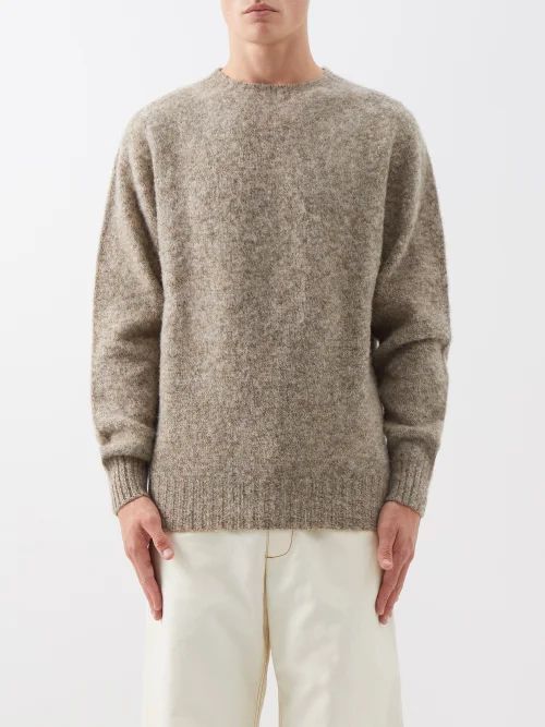 Suedehead Brushed Wool Sweater - Mens - Light Brown