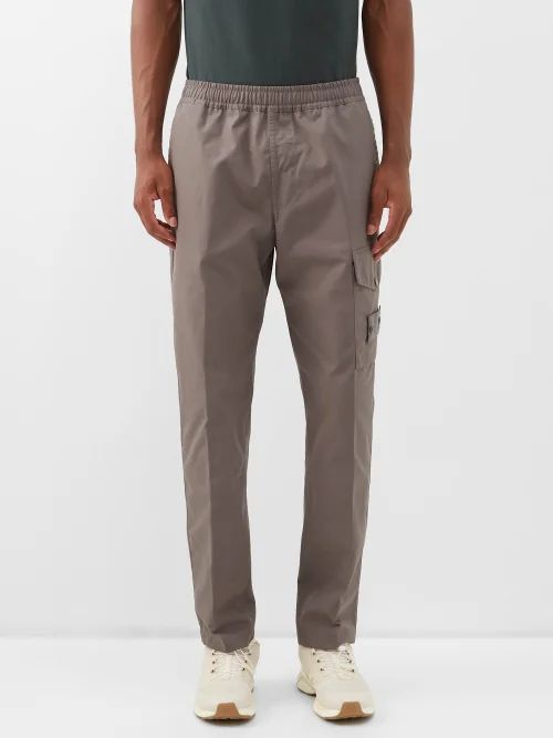 Logo-patch Cotton Cargo Track Pants - Mens - Dark Grey