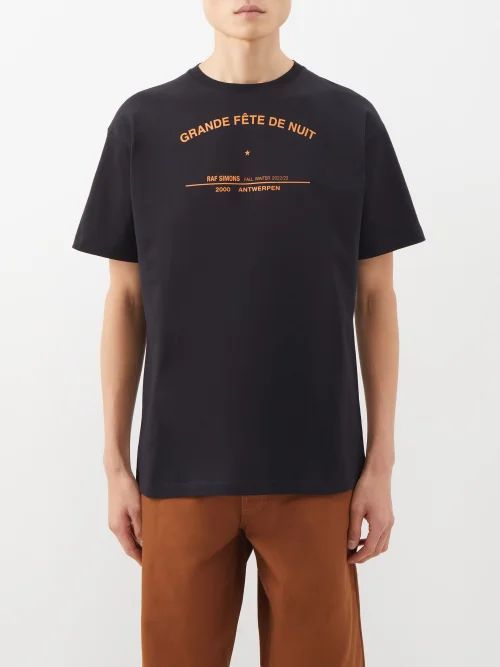 Logo-print Cotton Oversized T-shirt - Mens - Black Multi