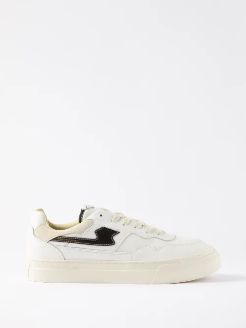 S-strike Leather Trainers - Mens - White Black