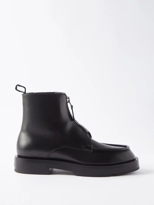 4g-zip Leather Ankle Boots - Mens - Black