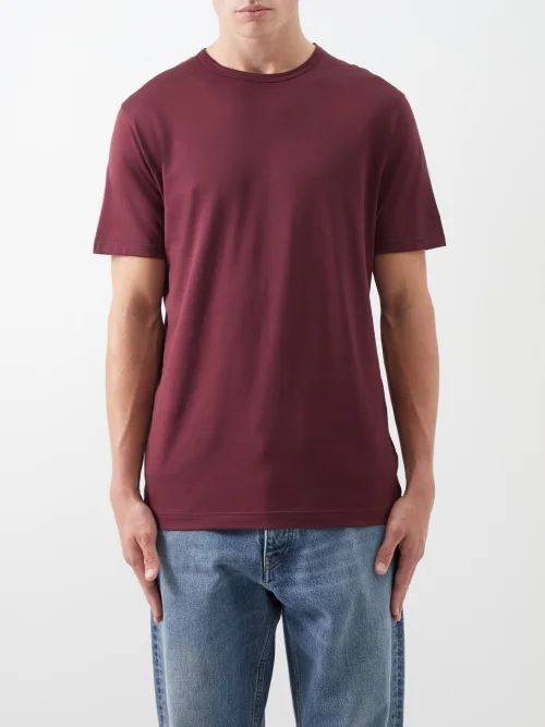 Cotton-jersey T-shirt - Mens - Burgundy