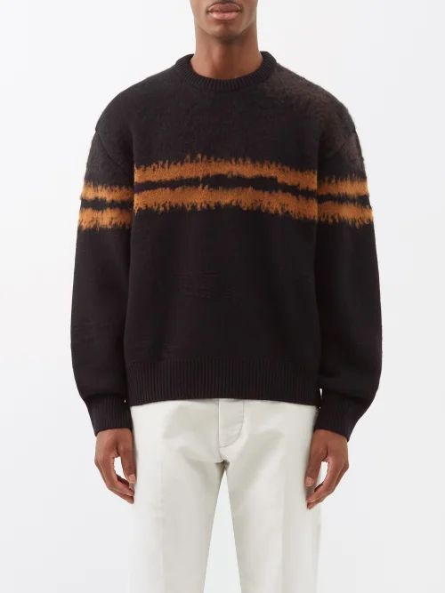 Oasi Striped Bouclé-cashmere Sweater - Mens - Black Multi