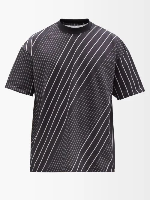 Twist Striped Cotton-jersey T-shirt - Mens - Black