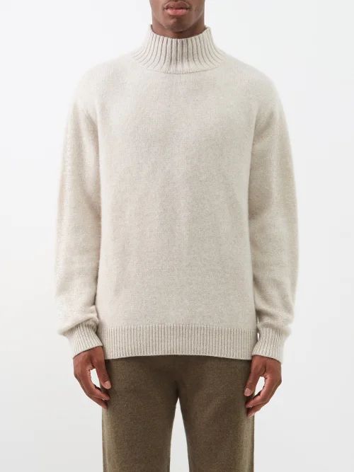 Cashmere Roll-neck Sweater - Mens - White