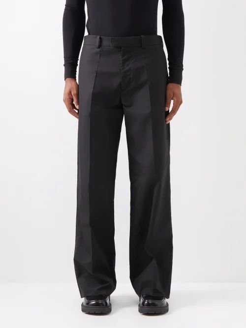 Pressed-crease Cotton Trousers - Mens - Black