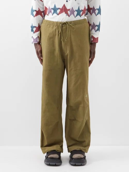 Paco Organic-cotton Canvas Trousers - Mens - Dark Green