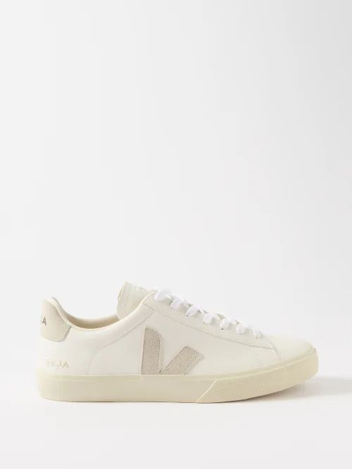 Campo Leather Trainers - Mens - White Grey