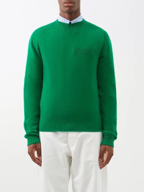 Elbow-patch Cashmere Sweater - Mens - Green