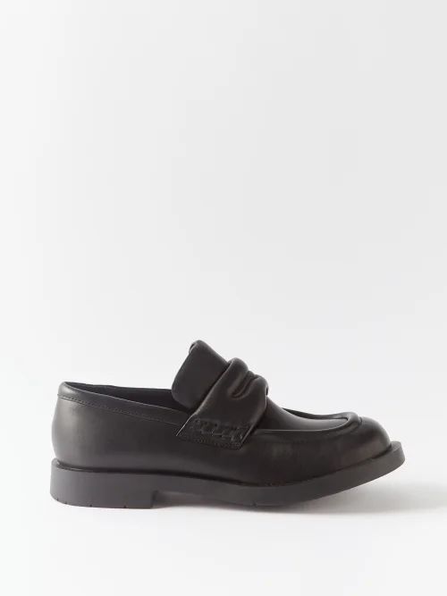 1978 Padded Square-toe Leather Loafers - Mens - Black
