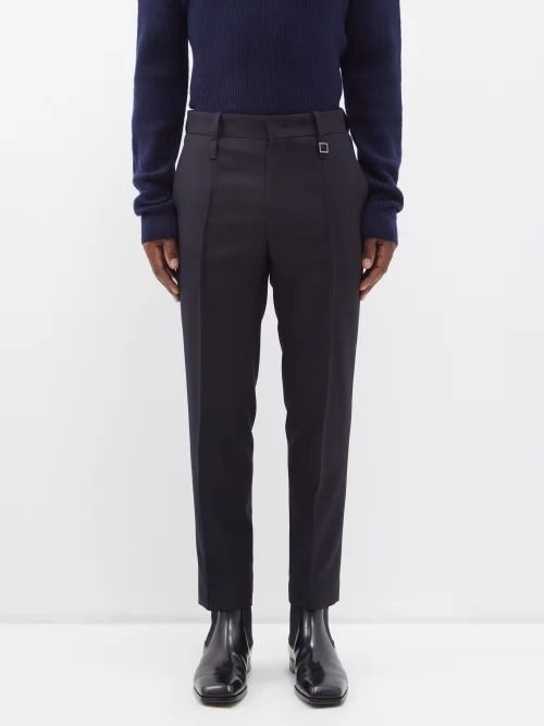 Pleated Wool-blend Suit Trousers - Mens - Navy