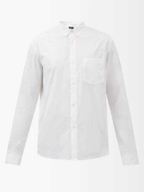 Richie Logo-embroidered Cotton-poplin Shirt - Mens - White