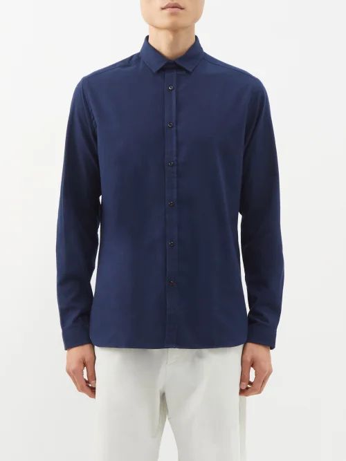 Clerkenwell Cotton Shirt - Mens - Navy