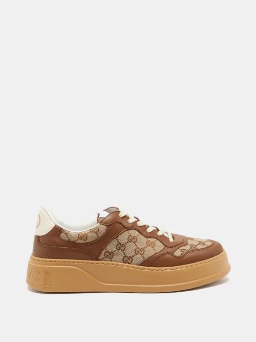 GG Supreme And Leather Trainers - Mens - Brown