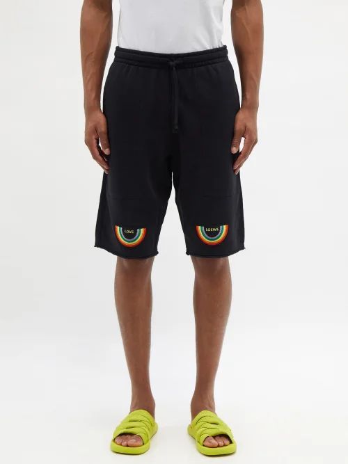 Rainbow-logo Cotton-blend Jersey Shorts - Mens - Black