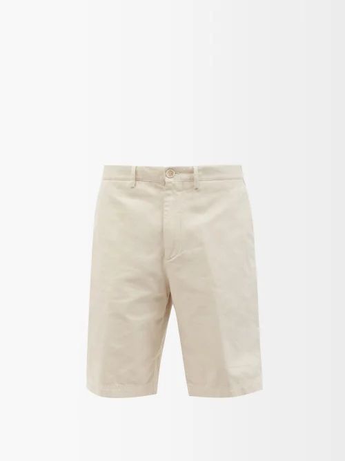 Cotton-twill Bermuda Shorts - Mens - Cream