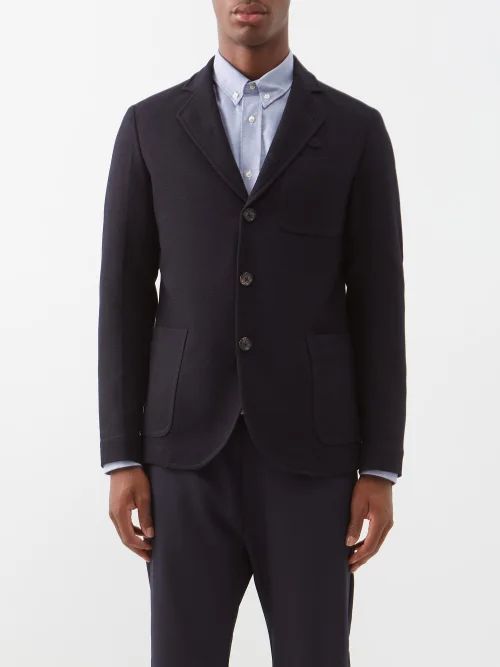 Solms Wool And Cotton-blend Blazer - Mens - Navy