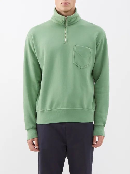 Patch-pocket Cotton-jersey Sweater - Mens - Green