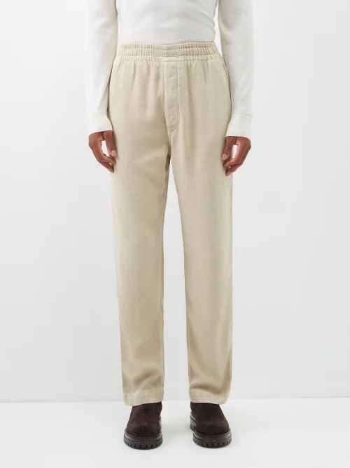 Timeo Elasticated-waist Twill Trousers - Mens - Beige