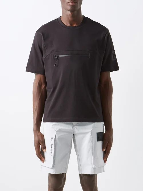 Hh Arc Zip-pocket Tie-dye Cotton-jersey T-shirt - Mens - Black