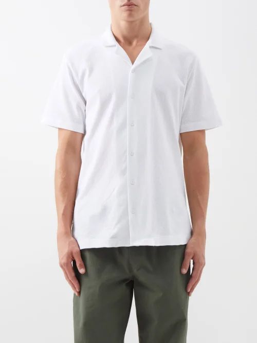 Riviera Short-sleeved Cotton-mesh Shirt - Mens - White