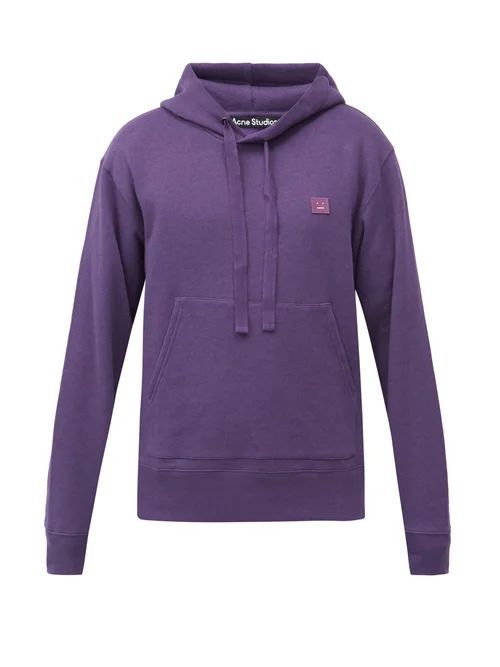 Acne Studios - Ferris Face-appliqué Cotton Hooded Sweatshirt - Mens - Purple