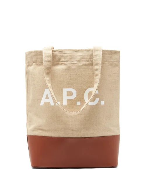 A.P.C. - Axella Logo-print Canvas And Leather Tote Bag - Mens - Beige