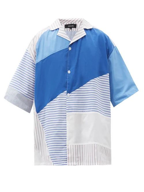 Ahluwalia - Patrick Striped Patchwork Cotton-poplin Shirt - Mens - White Multi