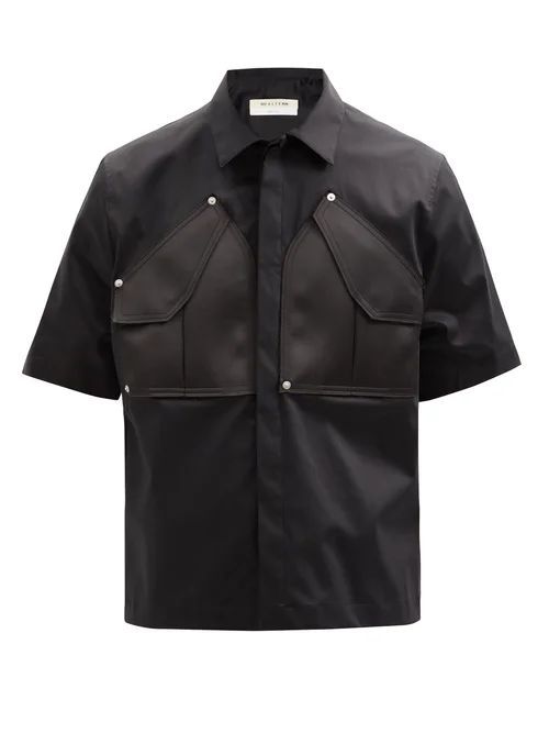1017 ALYX 9SM - Short-sleeved Flap-pocket Cotton-blend Shirt - Mens - Black