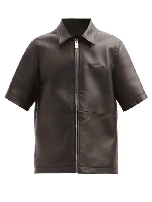 1017 ALYX 9SM - Double-collar Short-sleeve Leather Shirt - Mens - Black