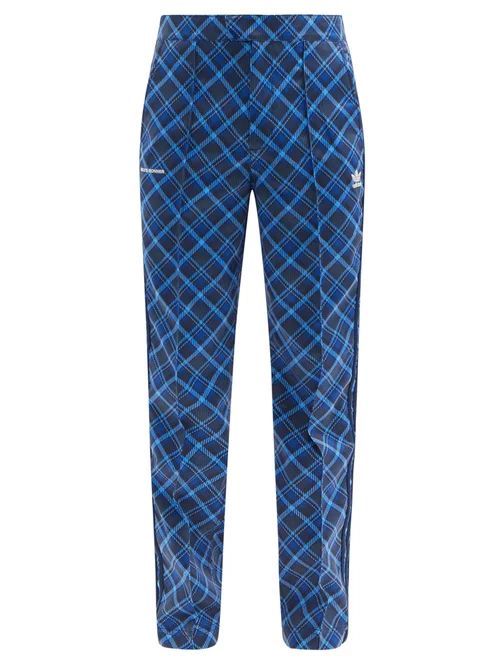 Adidas X Wales Bonner - Tartan-print Twill Trousers - Mens - Blue
