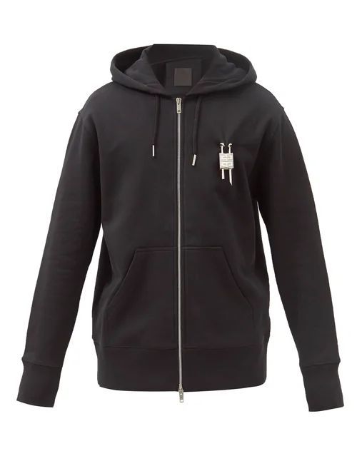 4g-padlock Cotton-jersey Hooded Sweatshirt - Mens - Black