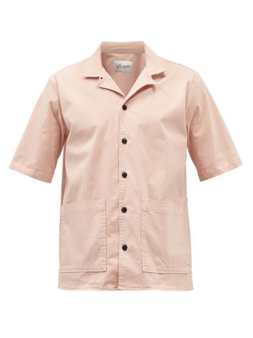 Alternate Cuban-collar Organic Cotton-blend Shirt - Mens - Pink