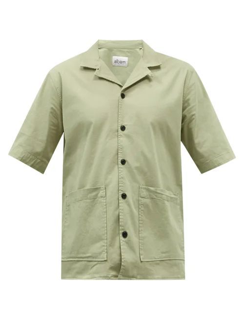 Alternate Cuban-collar Organic Cotton-blend Shirt - Mens - Beige
