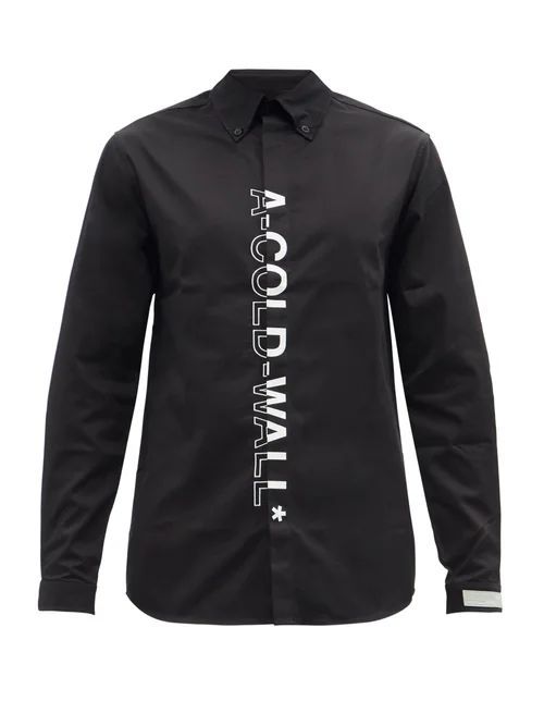A-Cold-Wall* - Logo-print Cotton-poplin Shirt - Mens - Black