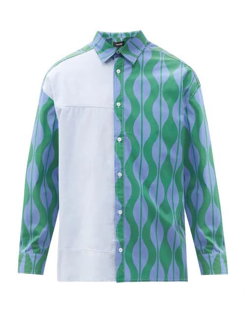 Ahluwalia - Dennis Abstract-print Organic-cotton Shirt - Mens - Blue