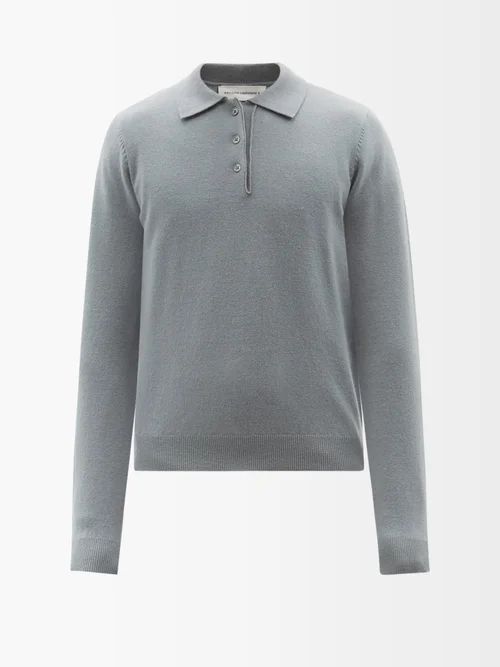 Be For Stretch-cashmere Polo Sweater - Mens - Light Blue