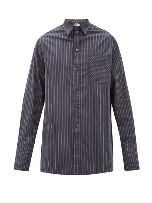 Boramy Viguier - Pinstriped Cotton Shirt - Mens - Black