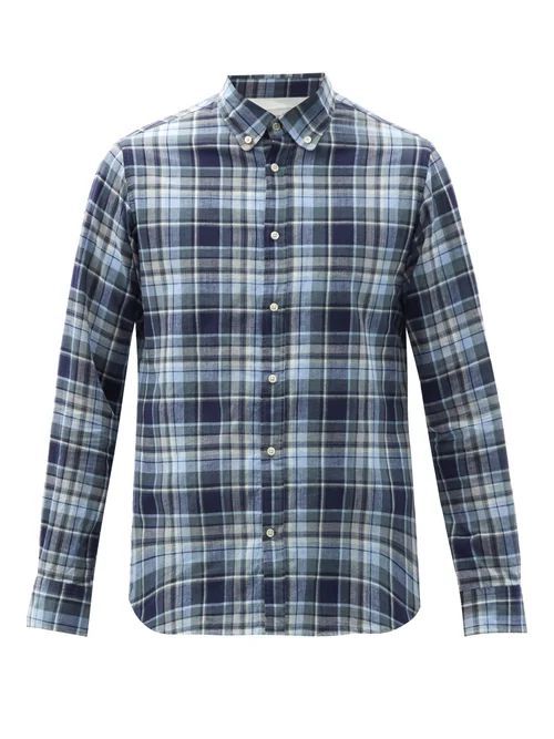 Antime Checked Cotton-twill Shirt - Mens - Navy Multi