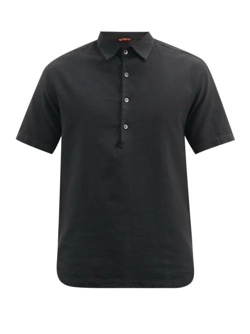 Barena Venezia - Half-buttoned Cotton Short-sleeved Shirt - Mens - Black