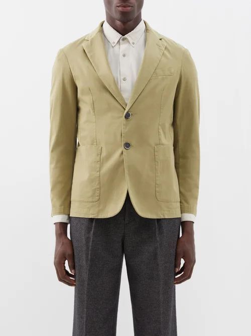 Borgo Single-breasted Cotton-blend Suit Jacket - Mens - Khaki