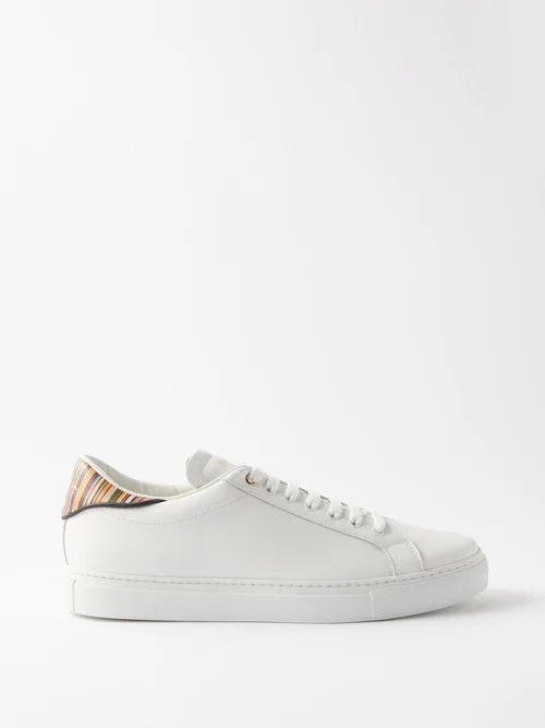 Beck Rainbow-heel Panel Leather Trainers - Mens - White