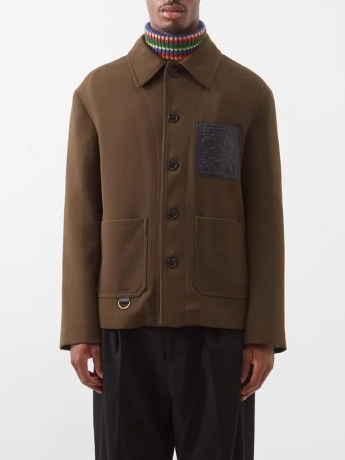 Anagram-patch Wool Workwear Jacket - Mens - Dark Olive
