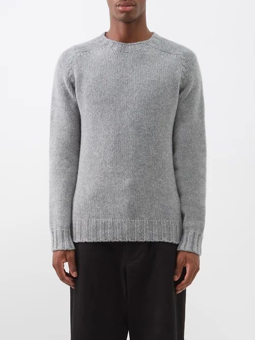 Barabas Crew-neck Wool Sweater - Mens - Grey