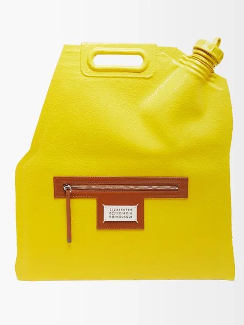 Bottle-cap Coated Leather-trimmed Pouch - Mens - Yellow