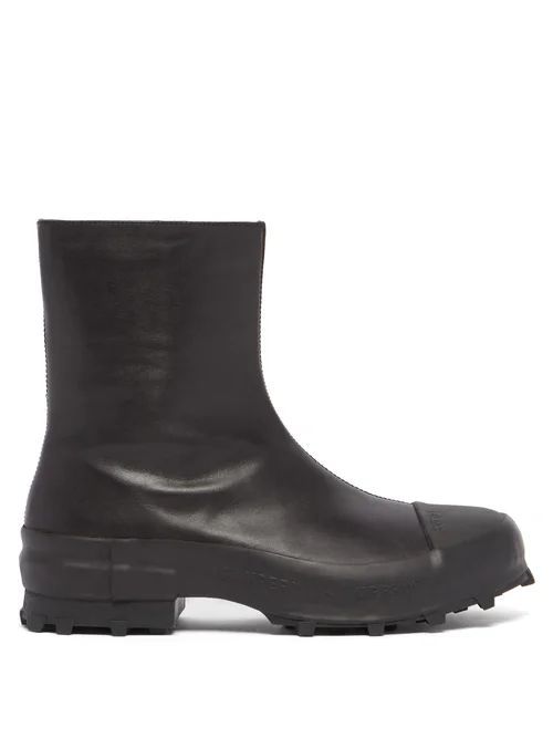 Camperlab - Traktori Zipped Leather And Rubber Ankle Boots - Mens - Black