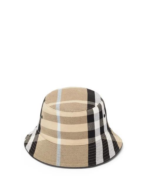 Burberry - Checked Cotton-canvas Bucket Hat - Mens - Grey Multi