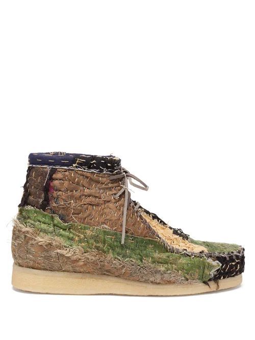By Walid - Anka Patchwork Moccasin Boots - Mens - Beige Multi