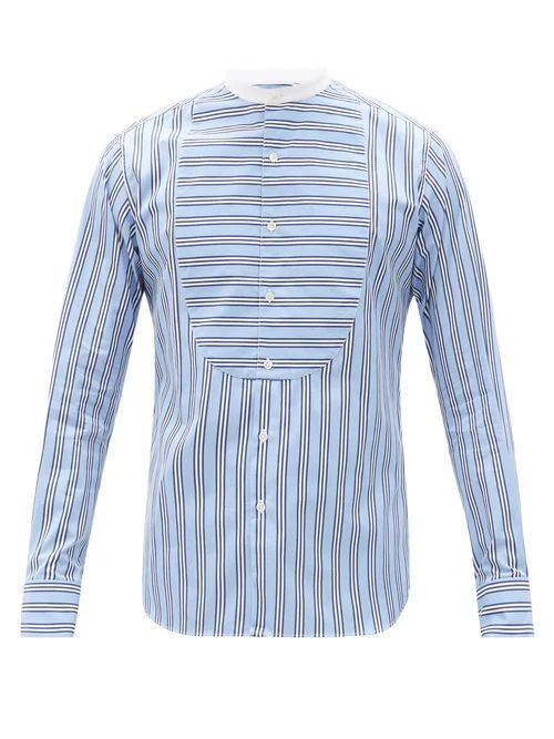 Bunny Riviera-stripe Cotton-poplin Shirt - Mens - Blue Multi
